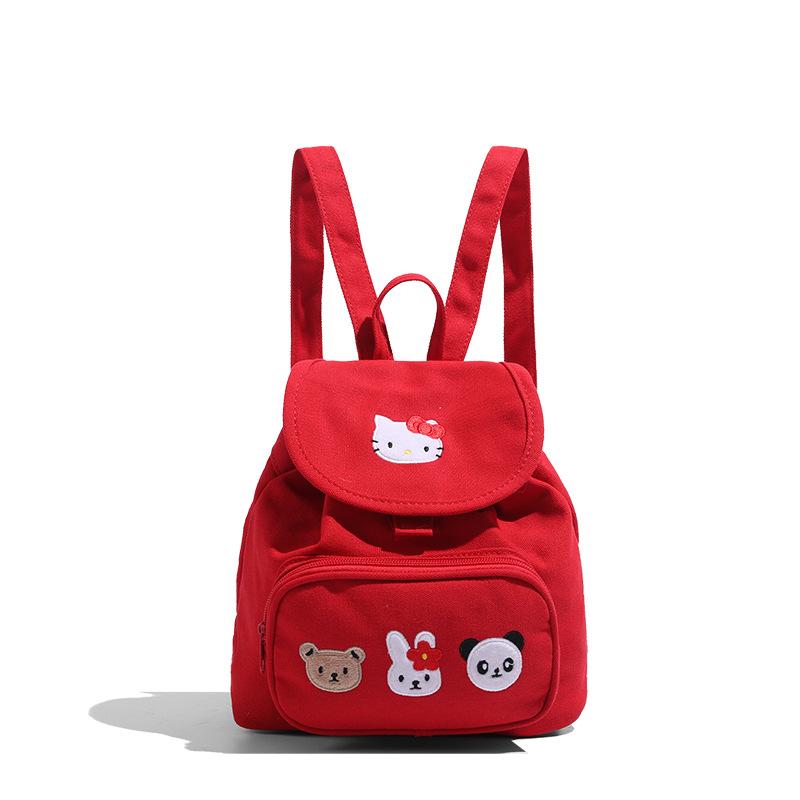 Homemade medieval big cartoon cat sweet canvas backpack cute cartoon large capacity schoolbag niche new