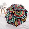 1pc Owl Mandala Automatic Open/Close Umbrella with Windproof, Functional Design, 8-Rib Sturdy Canopy