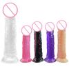 Simulation Penis Transparent Jelly Color Crystal Egg-Free Dildo Large and Medium Small Size Suction Cup Sex Product Female Self-Use