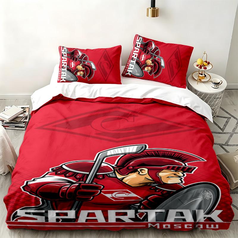 FC Spartak Moskau 3-teiliges Set Perfekt für das Schlafzimmer Bequemes Bettwäsche-Set enthält einen Bettbezug und zwei Kissenbezüge Ideales Geburtstags- oder Weihnachtsgeschenk
