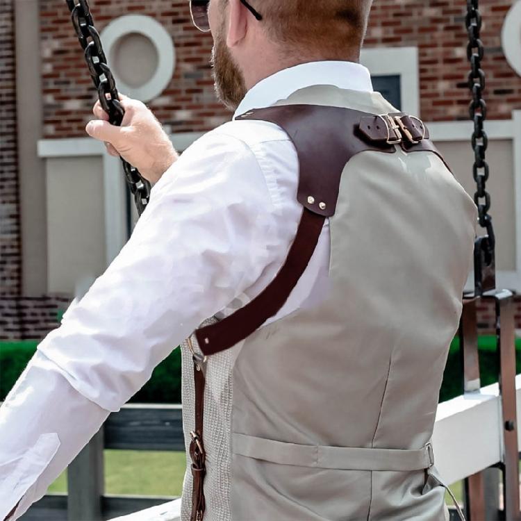 Modne Męskie Skórzane Szelki Pasek Vintage Szelki Szelki Ubranie Weselne