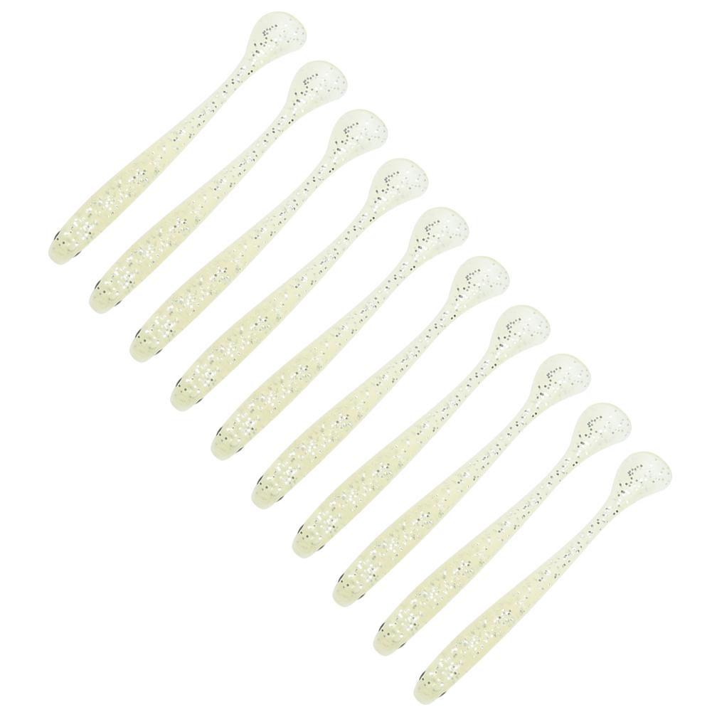 AR41 10PCS 75mm T Tail Soft Worm Artificial Bait Lures Fishing Tackle AccessoriesSilver