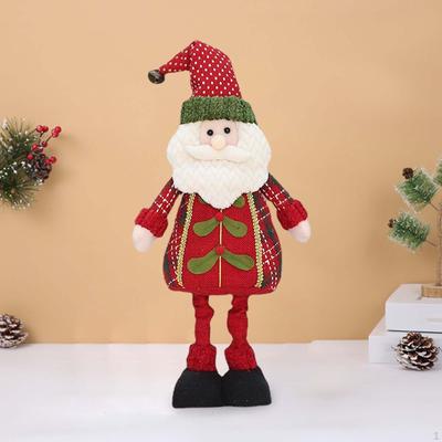 Christmas Figurine Long Legs Plush Doll Standing Santa Claus Decoration for Xmas Bedroom
