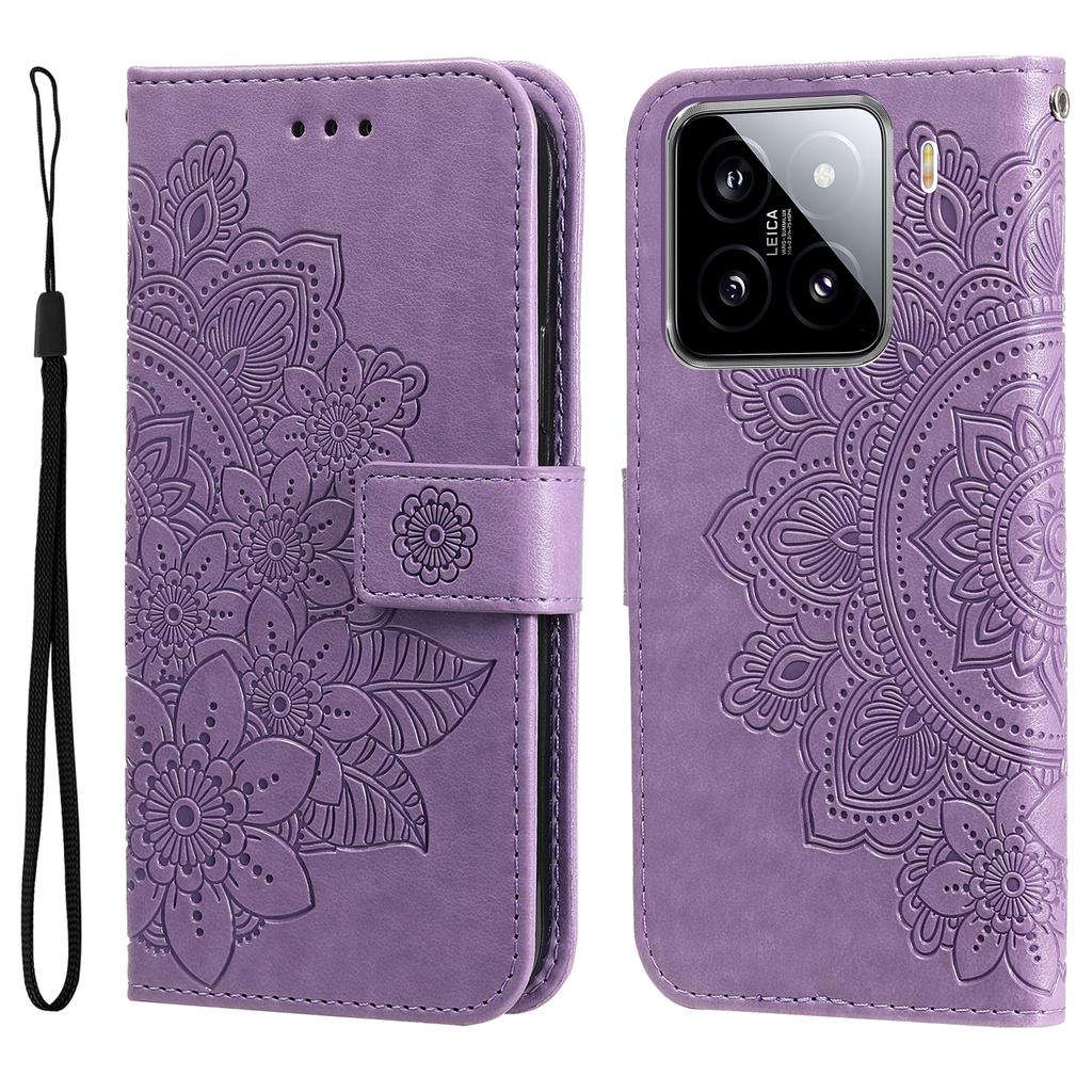 Für Xiaomi 15 Hülle Blumenmuster PU Leder Brieftasche Ständer Handyhülle