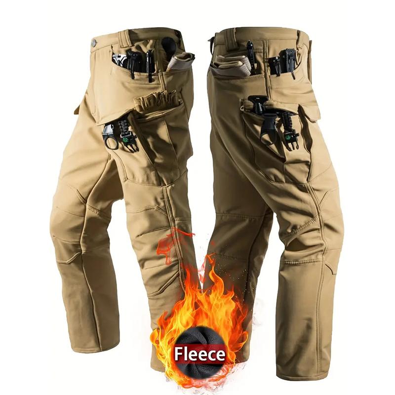 

Winter Soft-shell Fleece Pants Men Thick Warm Trousers Men Outdoor Windproof Hiking Pants For Men XXXL хакі