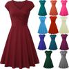 Sexy Slim Fit Sexy Elegant Women Dress Plus Size Solid Color Fit and Flare Dress