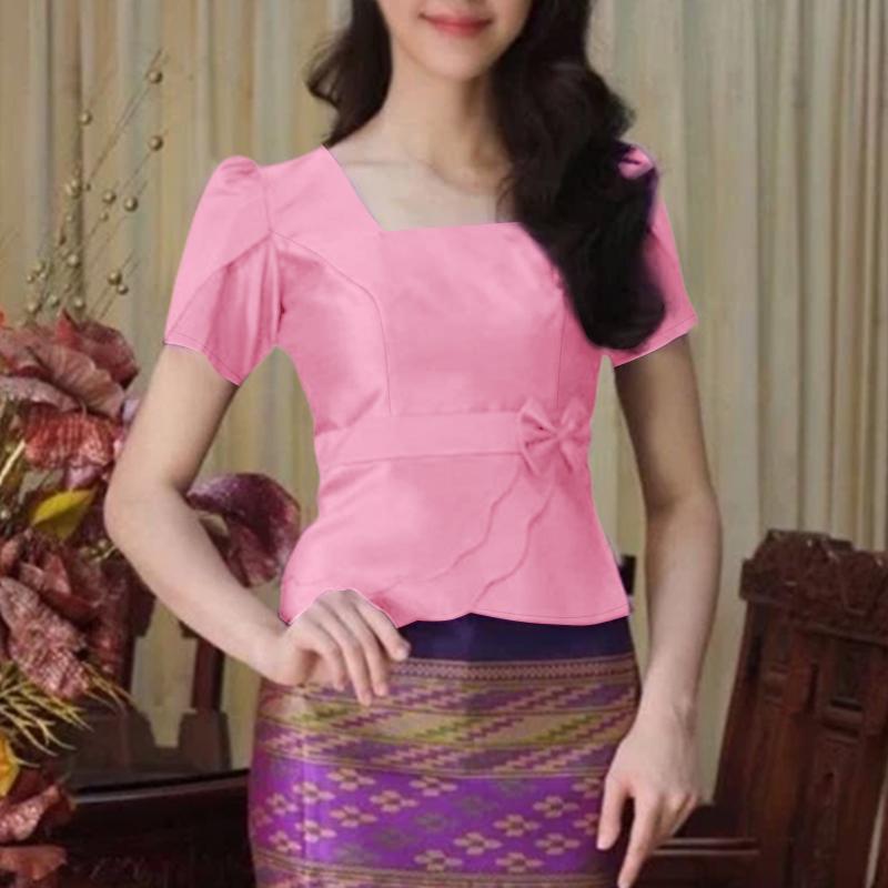 ZANZEA Women Square Collar Summer Short Sleeve Satin Blouse