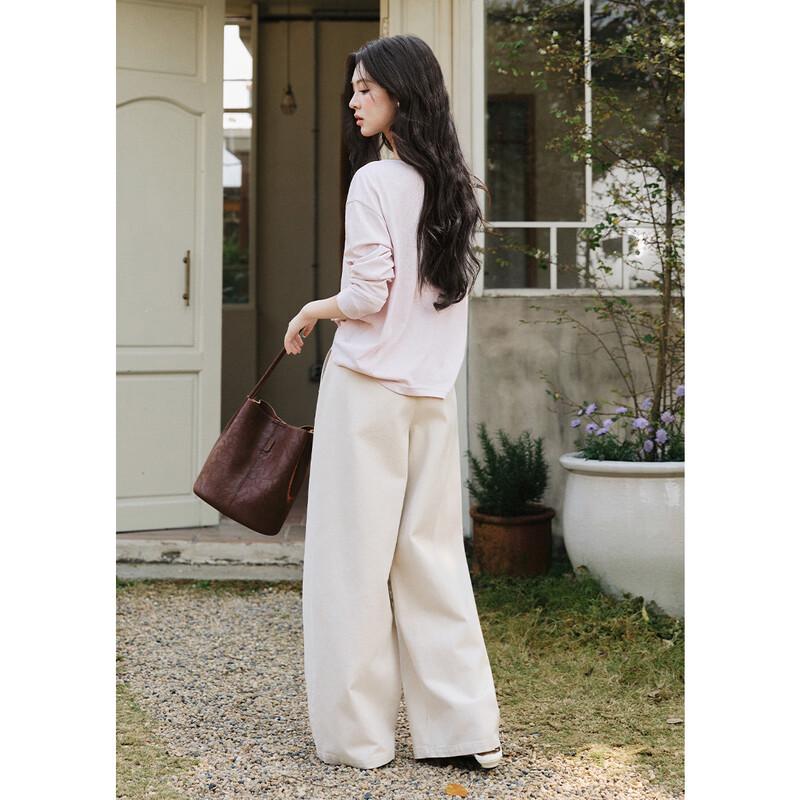 Women's Retro Washed Straight-Leg Cotton Pants
