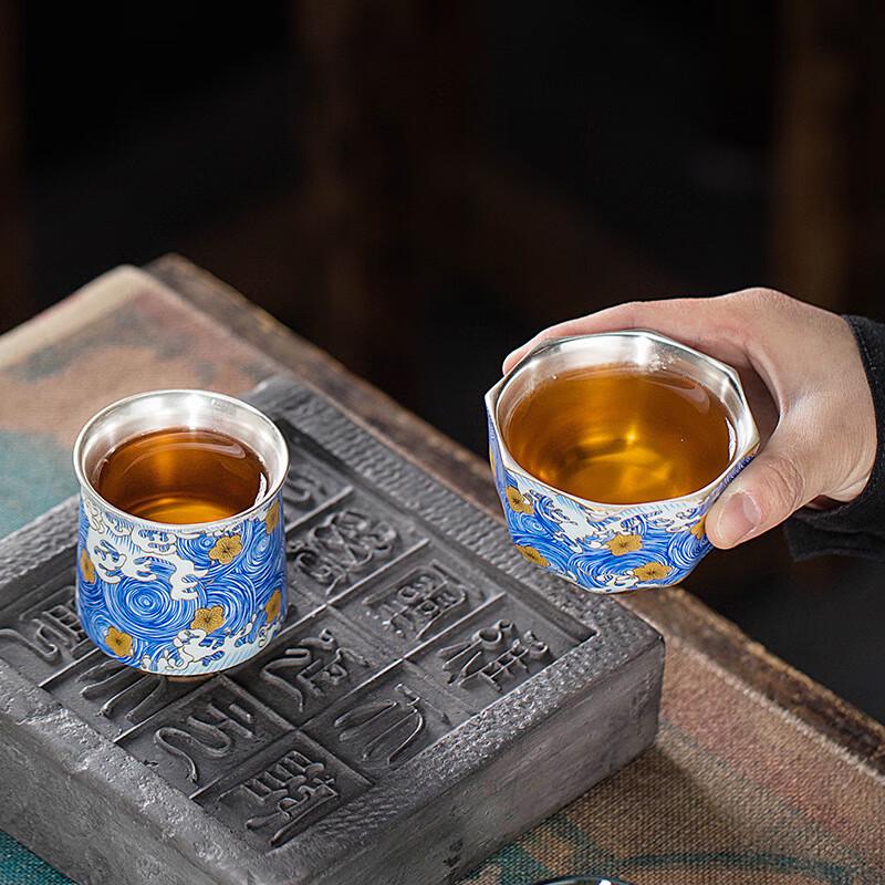 Chaxun Starry Night Enamel Silver Ceramic Kung Fu Teacup