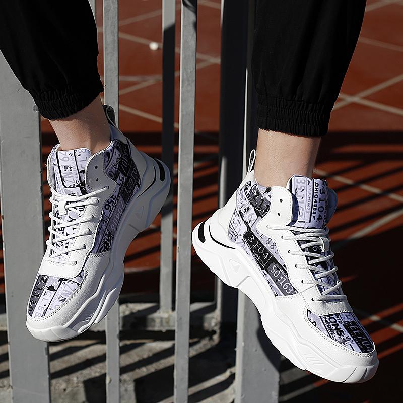Graffiti Outdoor Trendy Jogging Shoes Men's Running Sneakers Youth Student 2024 Autumn Casual High Top Trainers Zapatiras Hombre