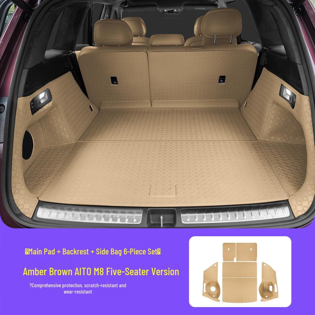 AITO M8 Trunk Mat: 3D Leather Protective Cover with Full Coverage, Tail Box Mat Decoration Accessory.