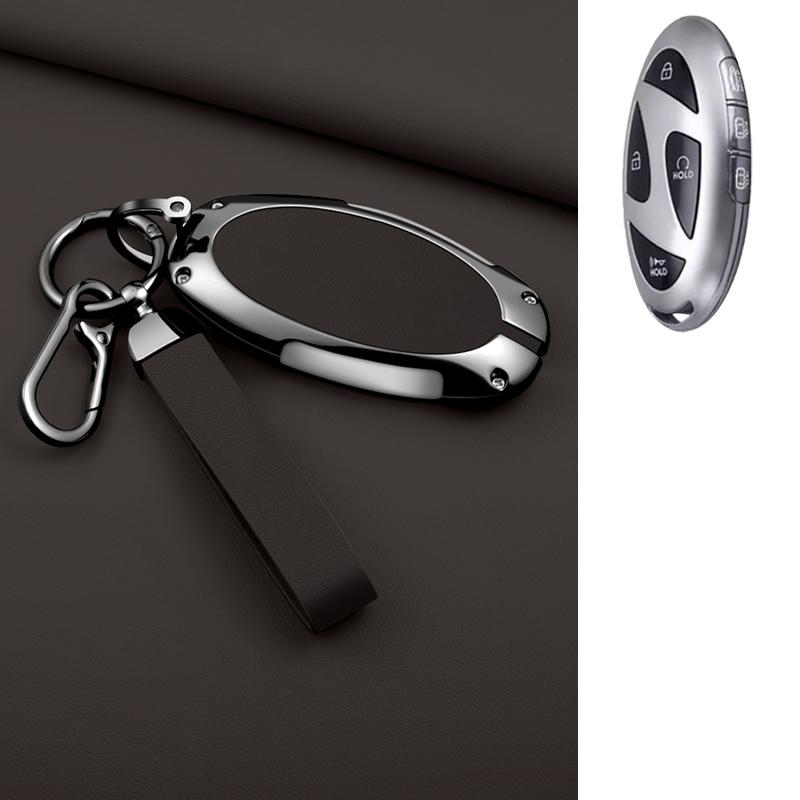 5 7 Button Zinc Alloy Leather Car Key Case For Hyundai Kona Ev Grandeur Gn7 Ioniq 6 Car Key Fob Case Accessories