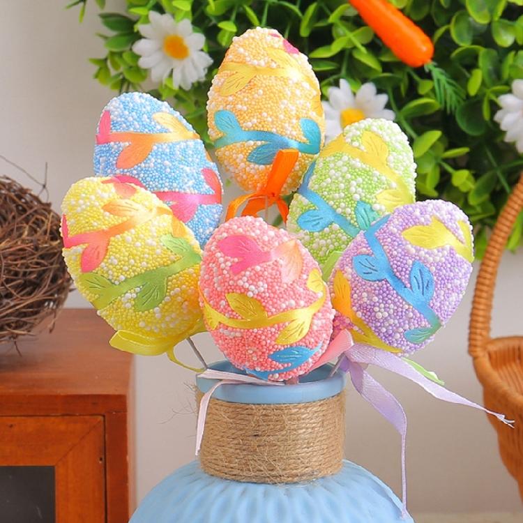 6Pcs Small Colored Foam Eggs with Stick For Festival Celebration Vase Arrangement and Basket Fillers And Art Craft