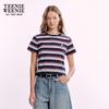 Teenie Weenie Women's Striped Bear Short Sleeve T-Shirt