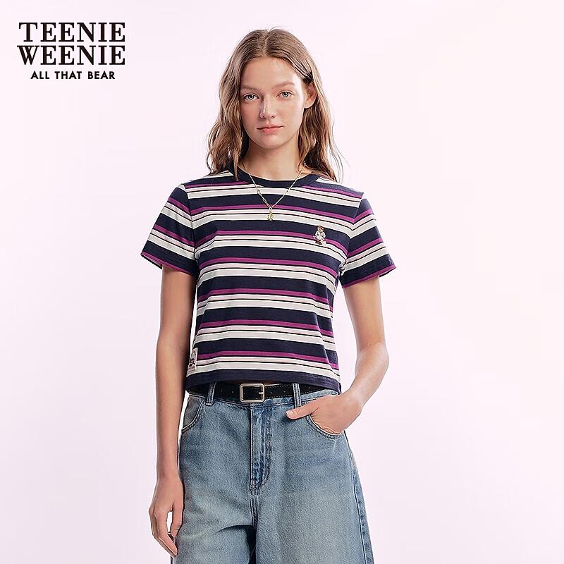 Teenie Weenie Women's Striped Bear Short Sleeve T-Shirt