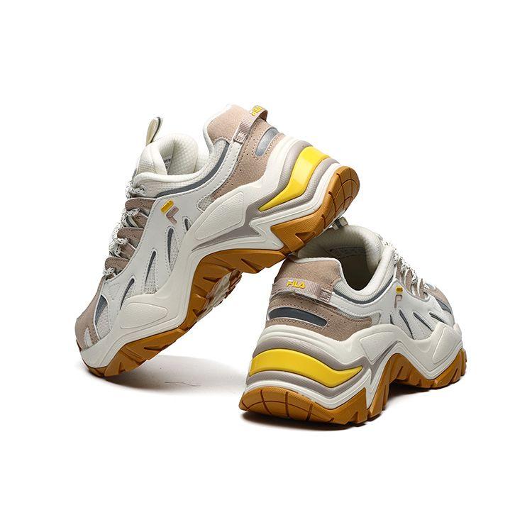 Fila Fusion Fishbone Fabric Synthetic Leather Thick Sole Low Top Dad Shoes Women Sneaker Taro-Brown T12W125208FPM