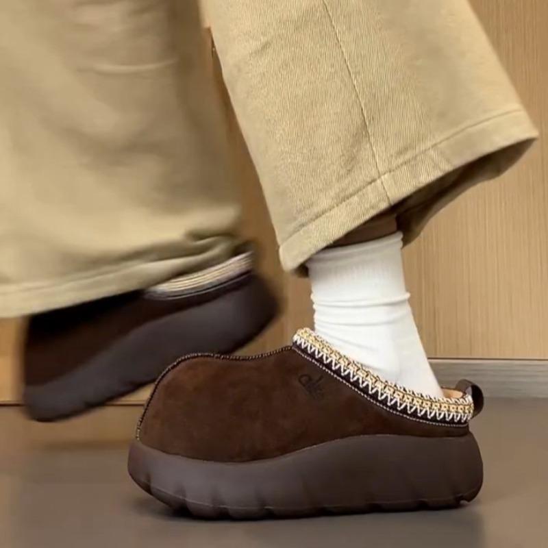 Big head snow boots slippers half-towed velvet thickened warm and non-slip winter new lazy one-pedal cotton shoes