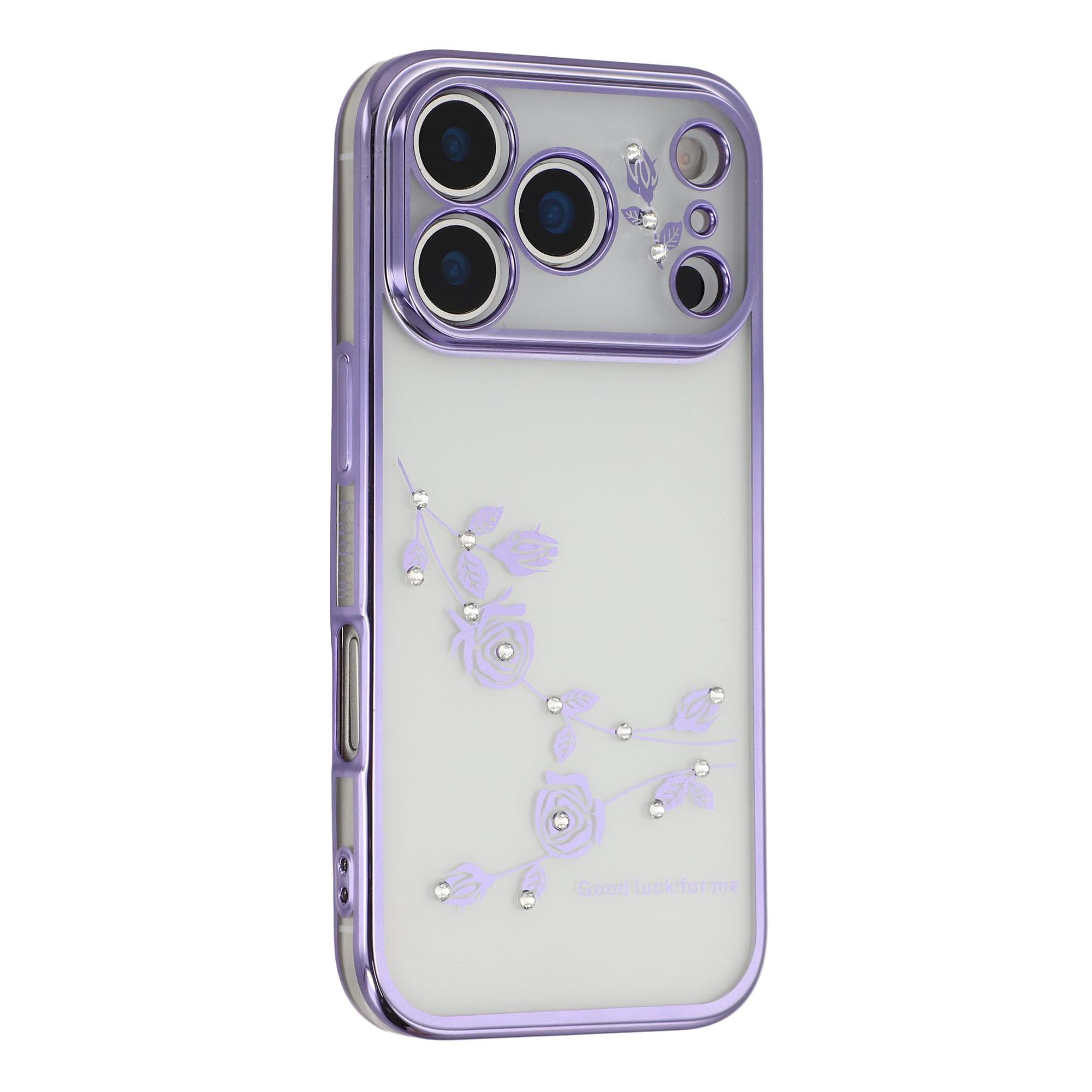 KADEM For iPhone 17 Pro Case Flower Rhinestone Decor TPU Phone Cover B