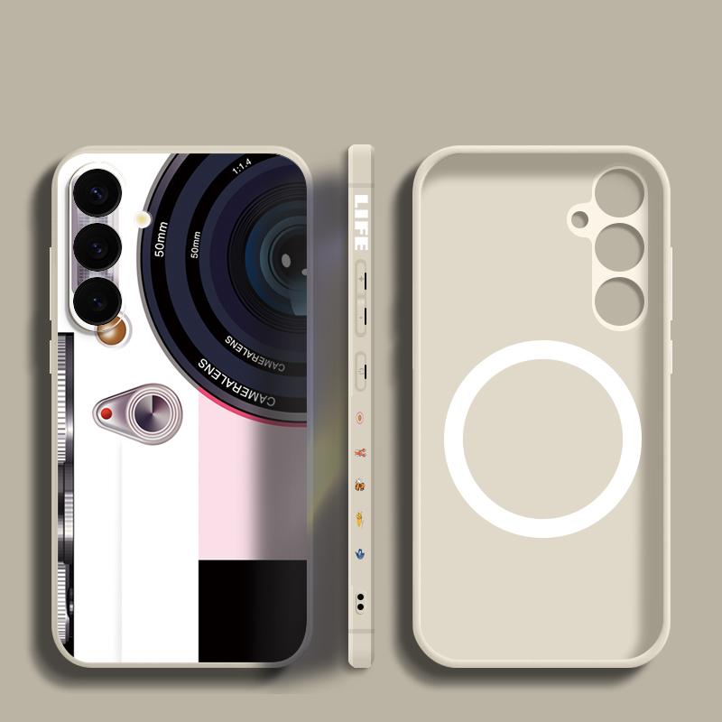 Creative Pattern Phone Case For Samsung Galaxy S26 Ultra S25 FE S24 S23 S22 Plus S21 FE Built-in Metal Plate Magnetic Silicone Cover