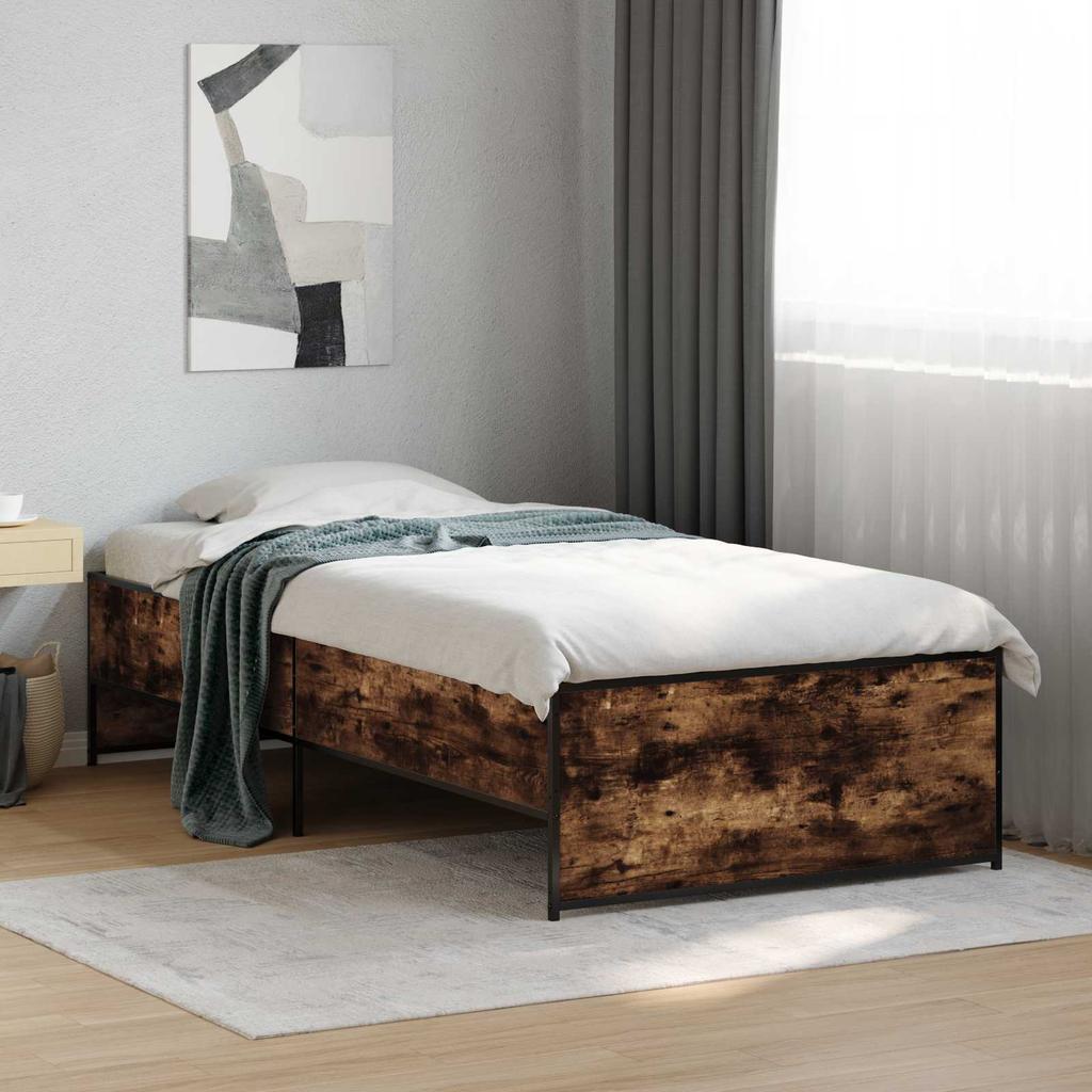 Bed Frame Smoked Oak 80 X 200 Cm Wood Based Material