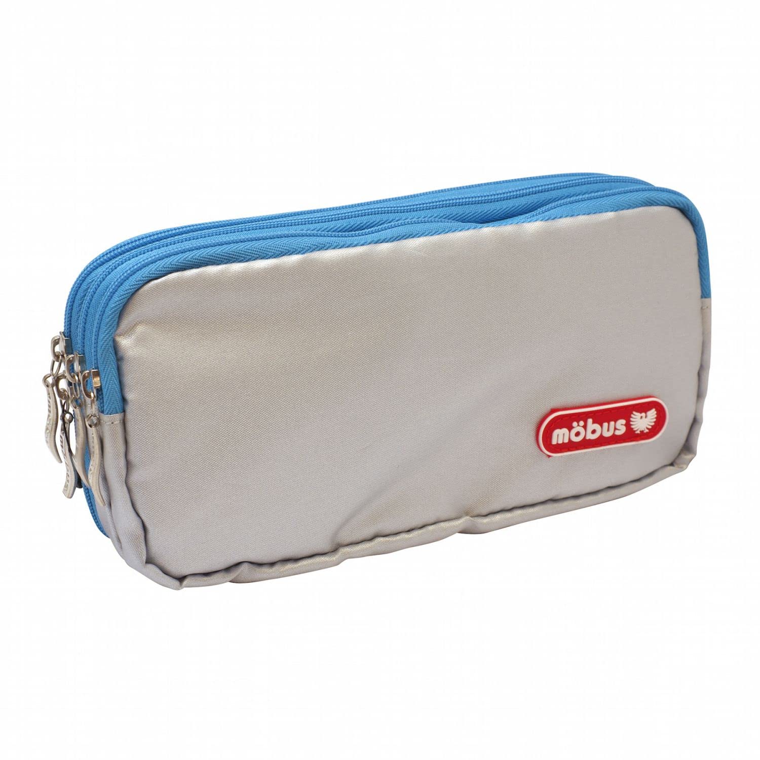 

mobus Многофункциональный пенал Стильный пенал на 3 молнии (Серебряный) - Косметичка/Пенал, MOT-3