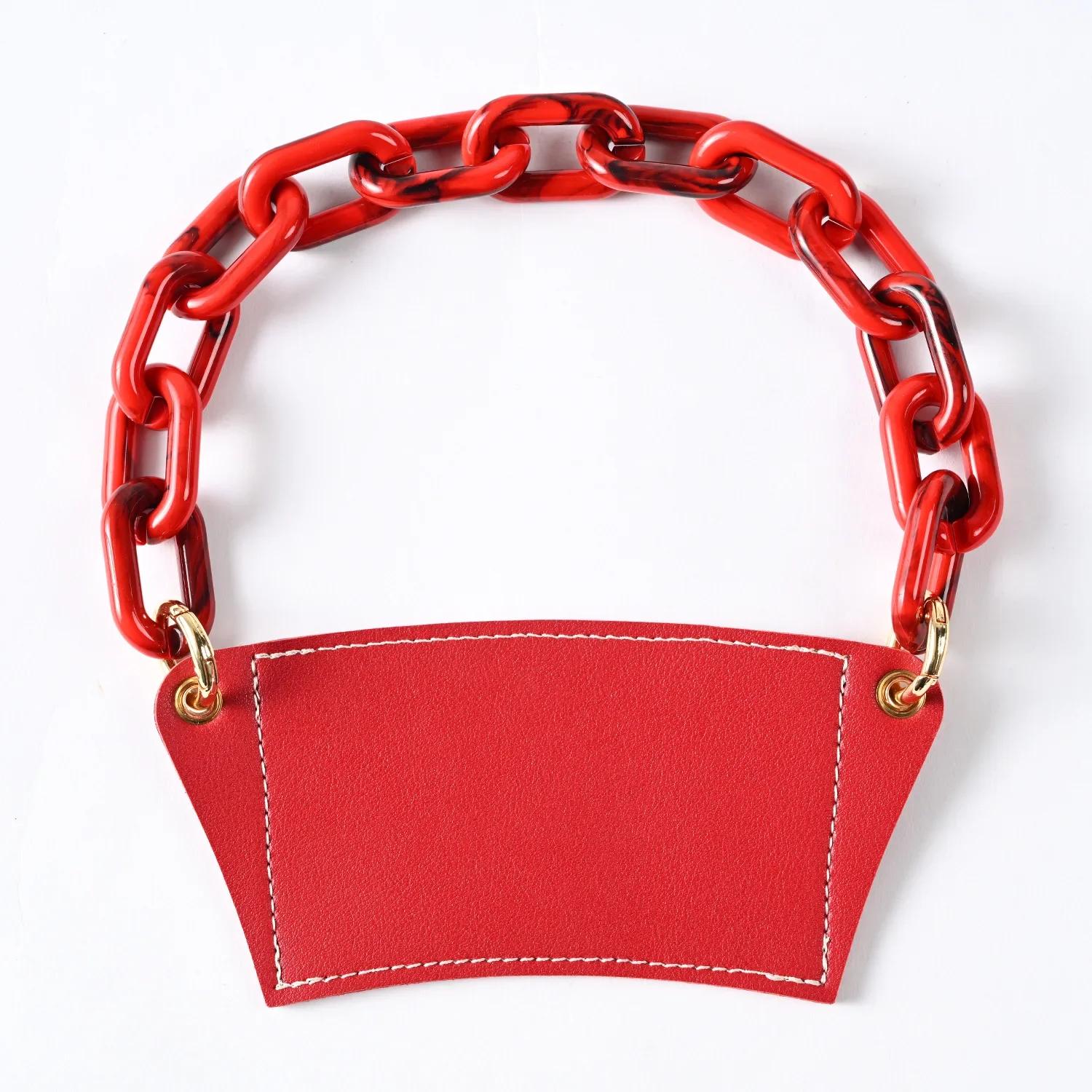 

New Detachable Chain Portable Milk Tea Leather Cup Cover Hand-Carrying Coffee Cup PU Protective Cover Insulate Bottle Holder красный