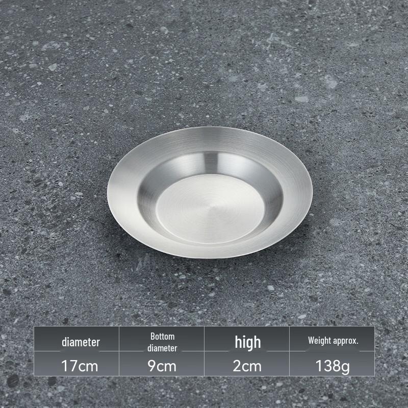 ZISIZ 17cm Korean Style Stainless Steel Divided Snack Plates, 2-Pack