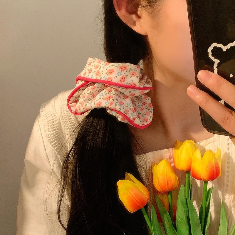 Cute Sweet Flower Scrunchie Women Girls Floral Elastic Hair Rubber Bands Accessories Tie Hair Ring Rope Headdress Headwear