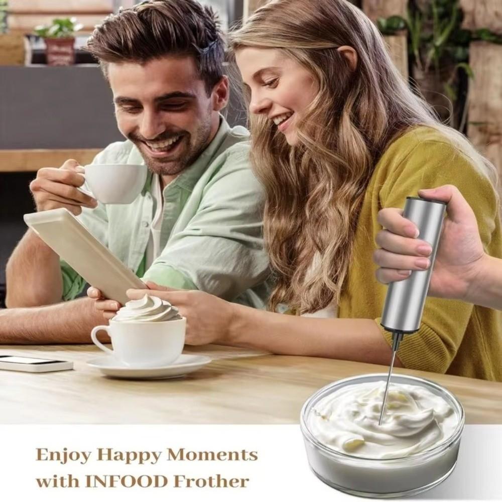 USB Rechargeable Electric Milk Frother with Cover Portable Milk Frother Electric Whisk Barista Use
