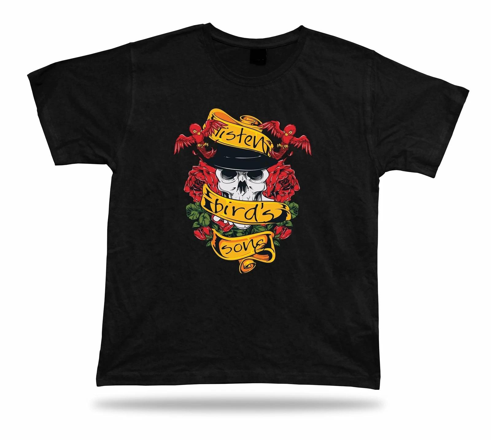 Tshirt Tee Shirt Birthday Gift Idea Birds Song Skull Death Rose Classic Retro S