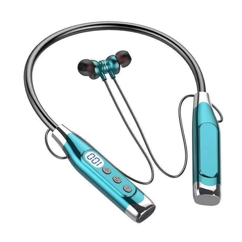 2025 High-Quality Bluetooth Sport Neckband Earphones with Long Battery Life, Card Slot, Wired Option, and Noise Reduction.