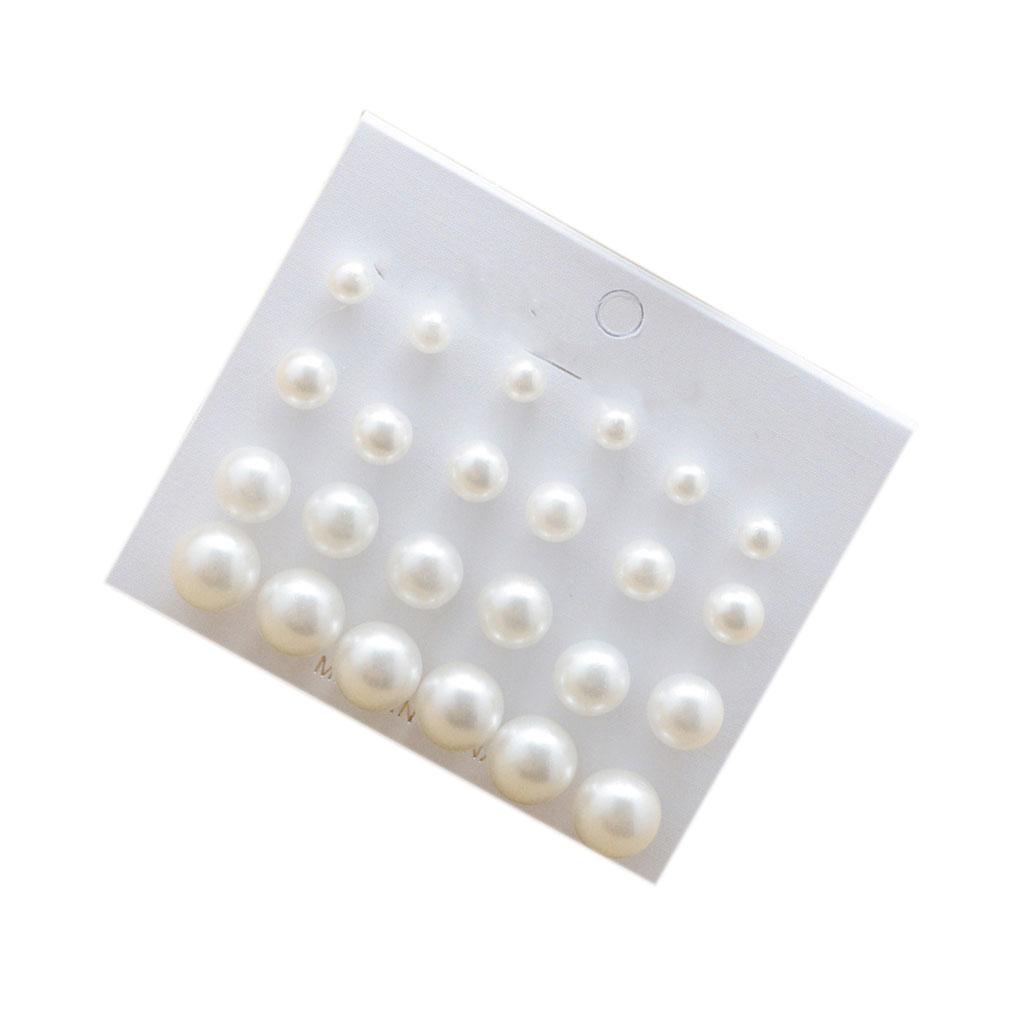 12 Pair/Set Bohemian Women Pearl Earrings Kit Girl Wedding Prom Party Ear Rings Simple Vintage Ear Studs
