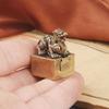 Vintage Brass Qinglong Desktop Ornament Auspicious Beast Mother And Child Copper Engraved Leisure Seal Antique Imitati