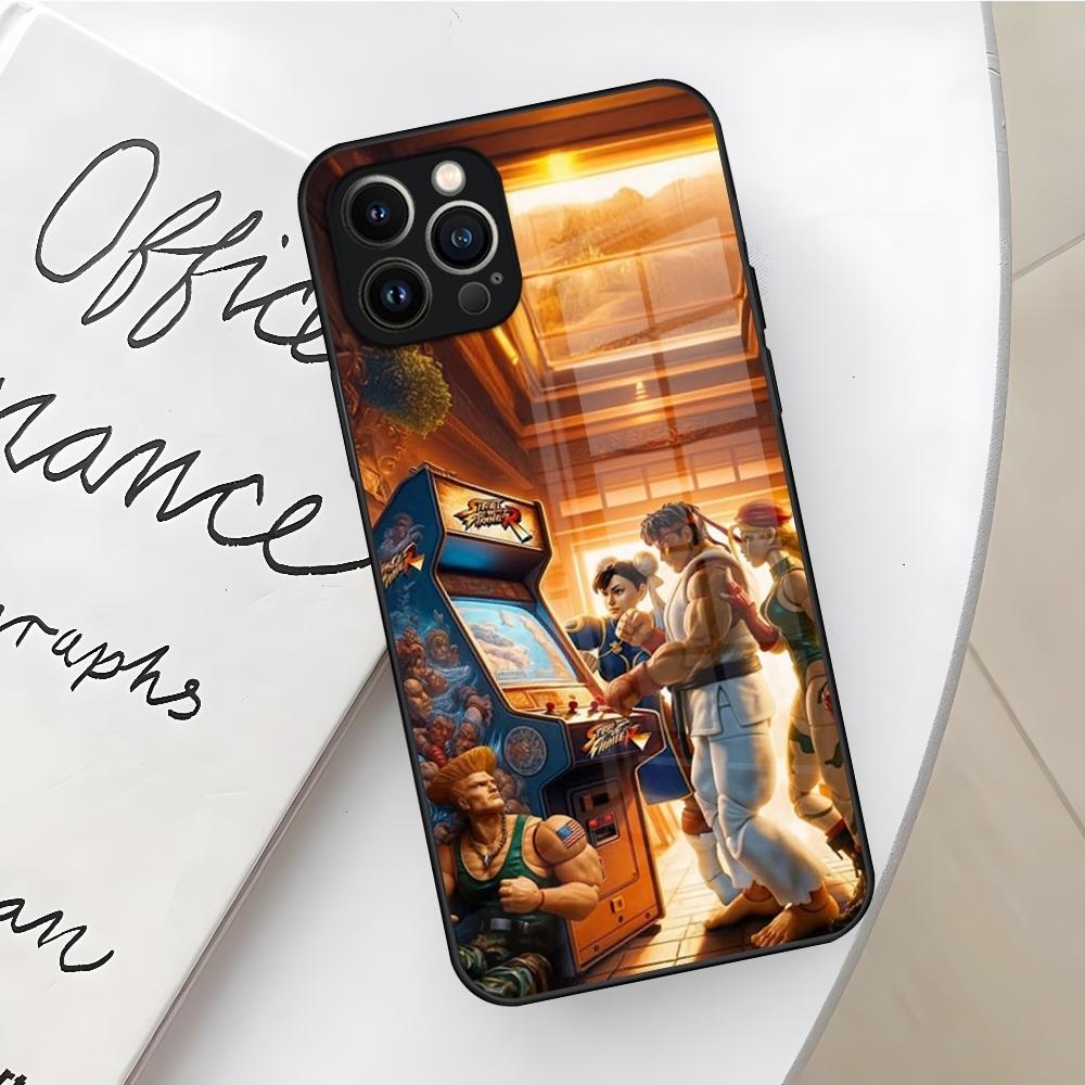 Spiel S-Street F-Fighter Handyhülle für Iphone 16 15 14 12 11 13 Pro Max Mini X Xr Xs Se 8 Puls Glas Abdeckung