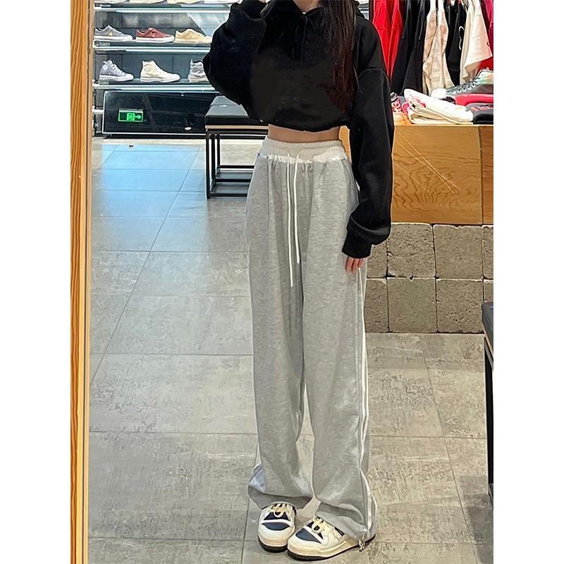 

Женские прямые брюки больших размеров, осенние свободные драпированные широкие брюки с высокой талией 4XL светло-серый