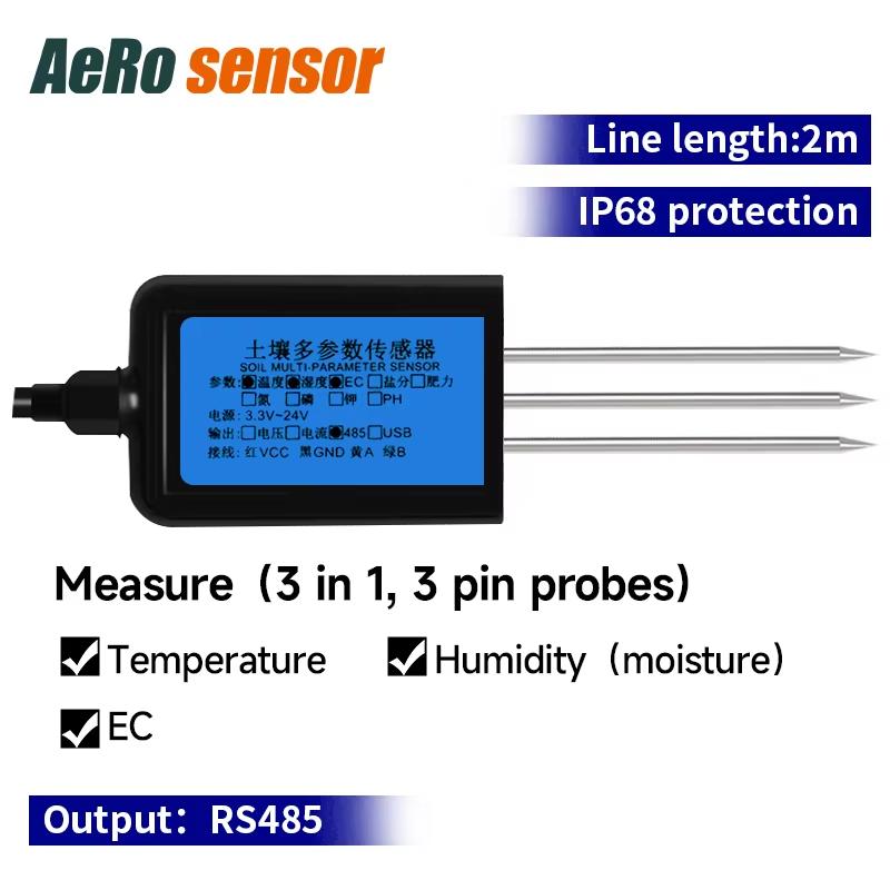 7 In 1 Soil Sensor Moisture Temperature Humidity EC pH NPK 4-20mA 0-5V RS485 Modbus High Precision Agriculture Soil Tester