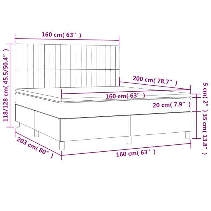 VidaXL Sommier à Lattes de Lit avec Matelas et LED, Lit Rembourré, Lit Double, Lit Adulte de Chambre à Coucher Intérieur, 3135611