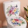 Floral Toilet Sticker Waterproof Easy to Clean Self-Adhesive Toilet Lid Wall Decal for Home Bathroom Decor