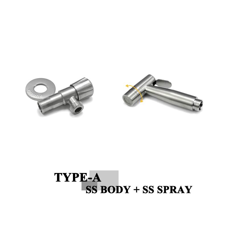 Gebürsteter tragbarer Bidet-Sprayer 304 Edelstahl WC-Bidet-Armatur Kaltes Badezimmer Shattaf-Ventil Jet-Set Einlaufdusche für Po