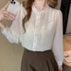 French Sweet Fringed Chiffon Shirt for Women, Loose and Elegant, Long-sleeved Top As A Base Layer for Autumn and Winter