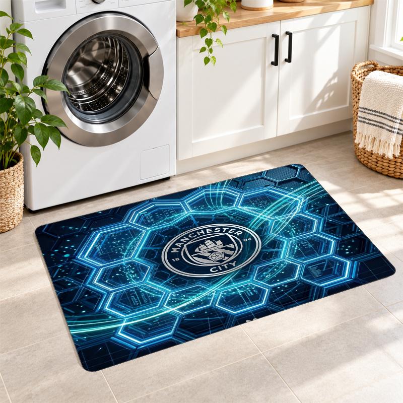 Flannel Kitchen Mat Manchester City Soft Area Rug Non Slip Floor Carpet Home Decoration