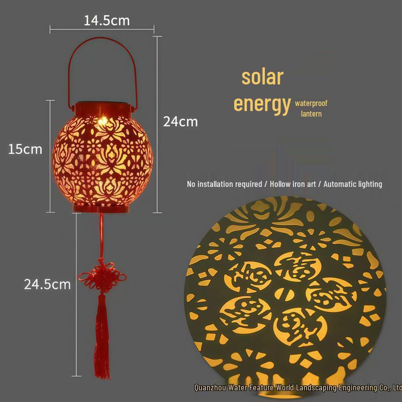 

New Year Fu Character Projection Courtyard Lamp - Big Red Outdoor Lantern for Spring Festival