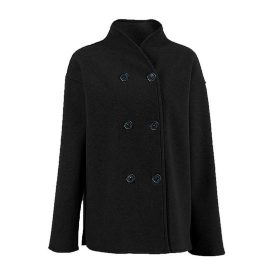 Women's Winter Cropped Wool Coat Double Breasted Dressy Jacket Fall Casual Long Sleeve Short Peacoat