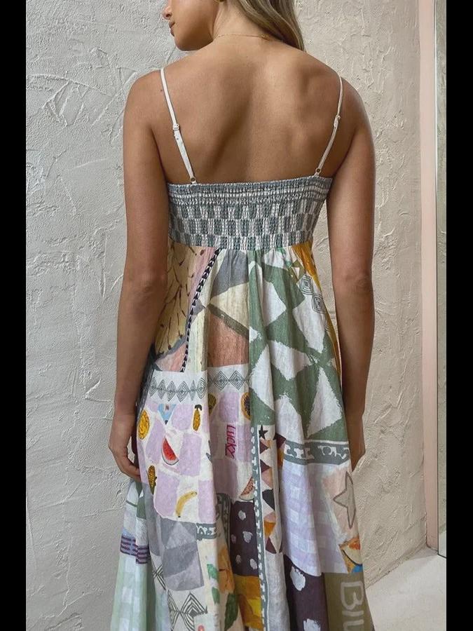 2024 Léto Sexy Dámské Malované Potisk Rozšířené Letní Šaty