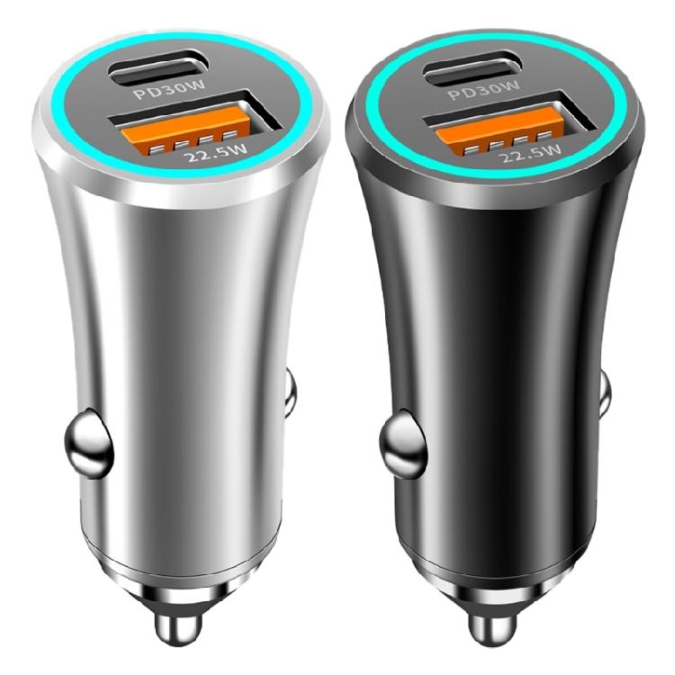 Portable 52.5W Car Phone Charger with Two Port, Quick Charging Adapter Support QC3.0 PD30W for Tablets Phones