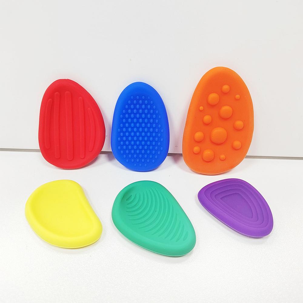 Fidget Toys Adults Sensory Silicone Stone 6 Pack Textured Calming Down Fidget Stress Relief Toys