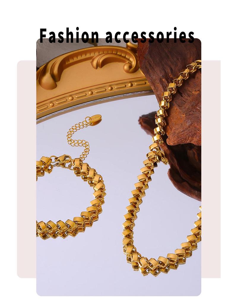 Minimalist Gold-Plated Copper Necklace & Bracelet Set