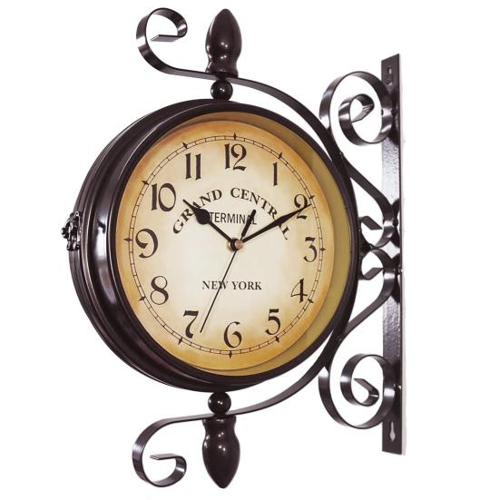 Decorative Clock European Style Rust-proof Wrought Iron Battery Operated Non-Ticking Retro Wall Clock
