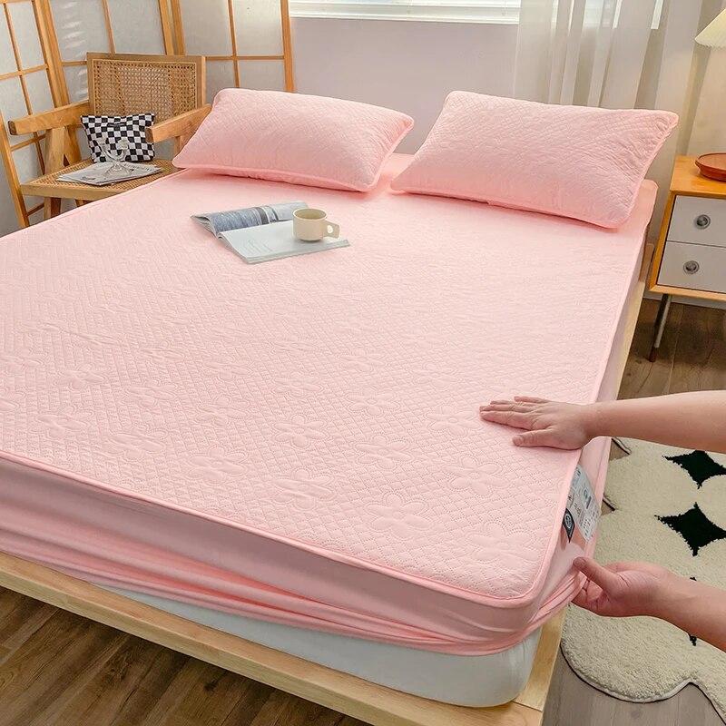 Raw Cotton Waterproof Quilted Fitted Sheet160x200,Single-Piece Mattress Protector Cover,Class A Maternal Child Grade