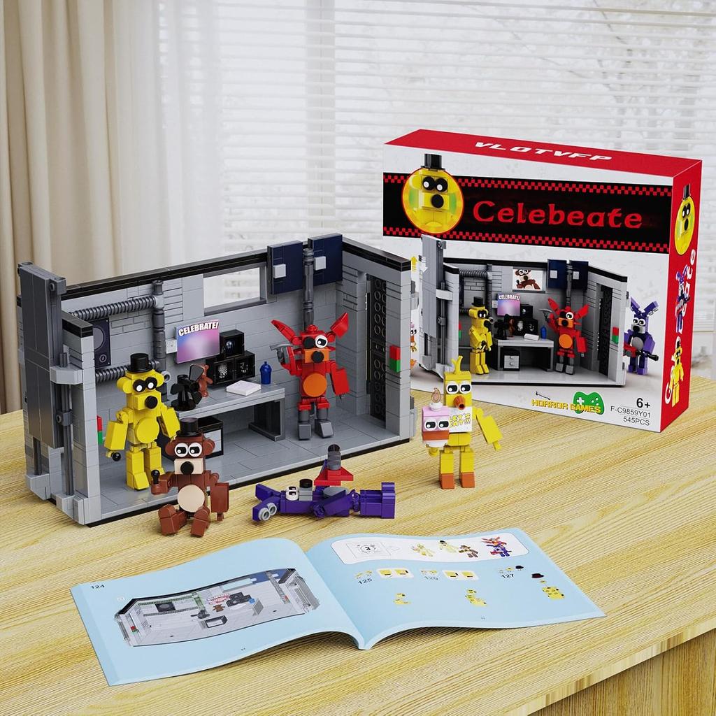 Five Nights Security Room Action Figure Building Block Set, 5 In 1 Monster with Stage Horror Game Toys, Compatible with Lego, Suitable for Fans Boys